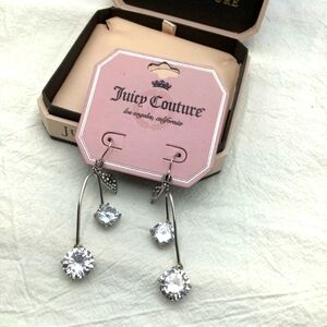 Juicy Couture Silver Cherry Crystal Earrings